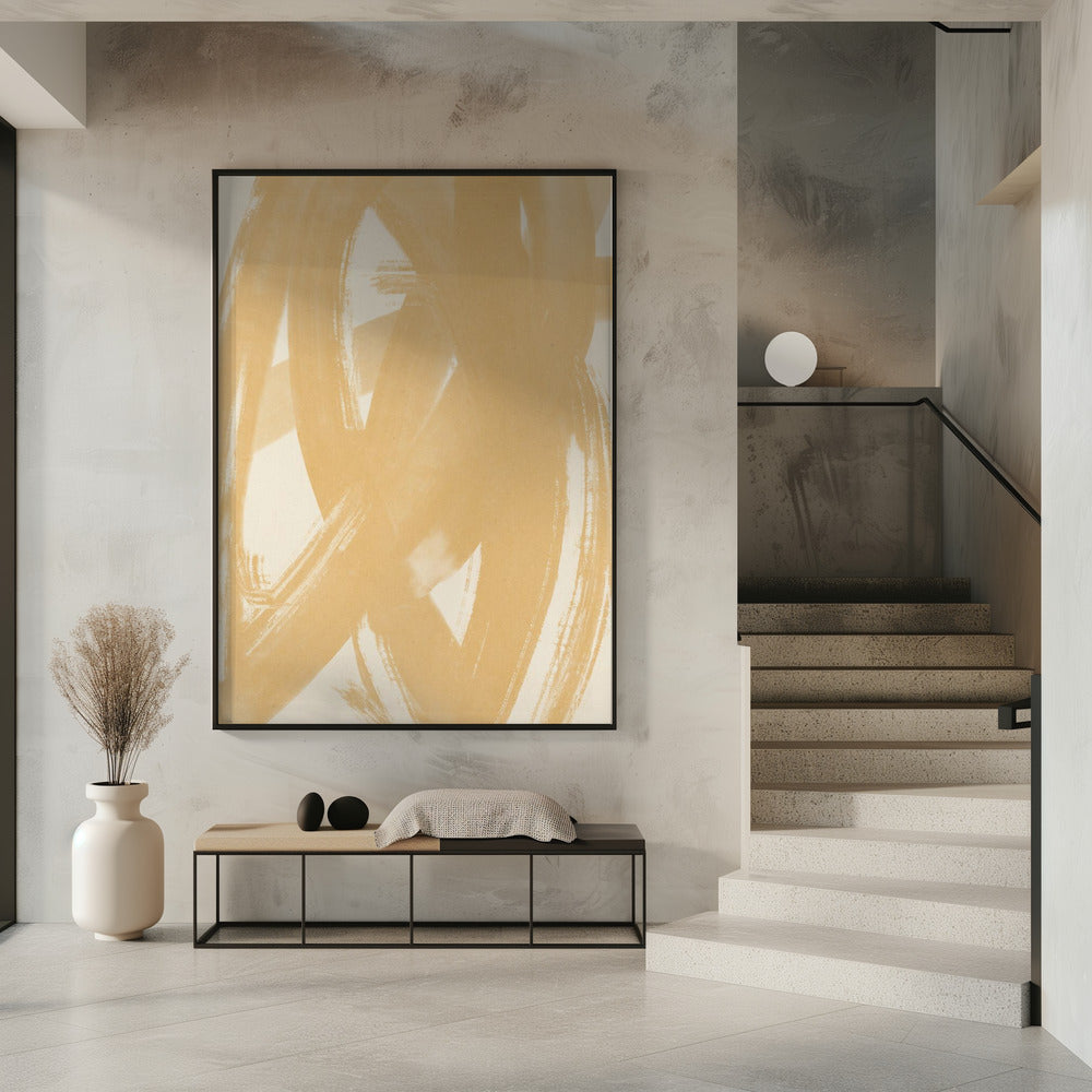 Dynamische beige Pinselstriche | Poster