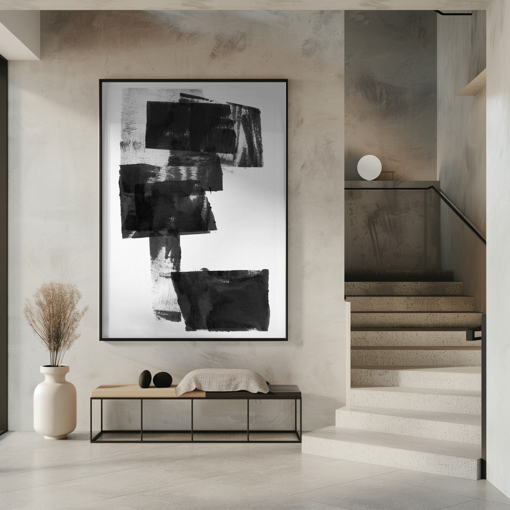 Abstrakte Komposition in Schwarzweiß Nr. 1 | Poster