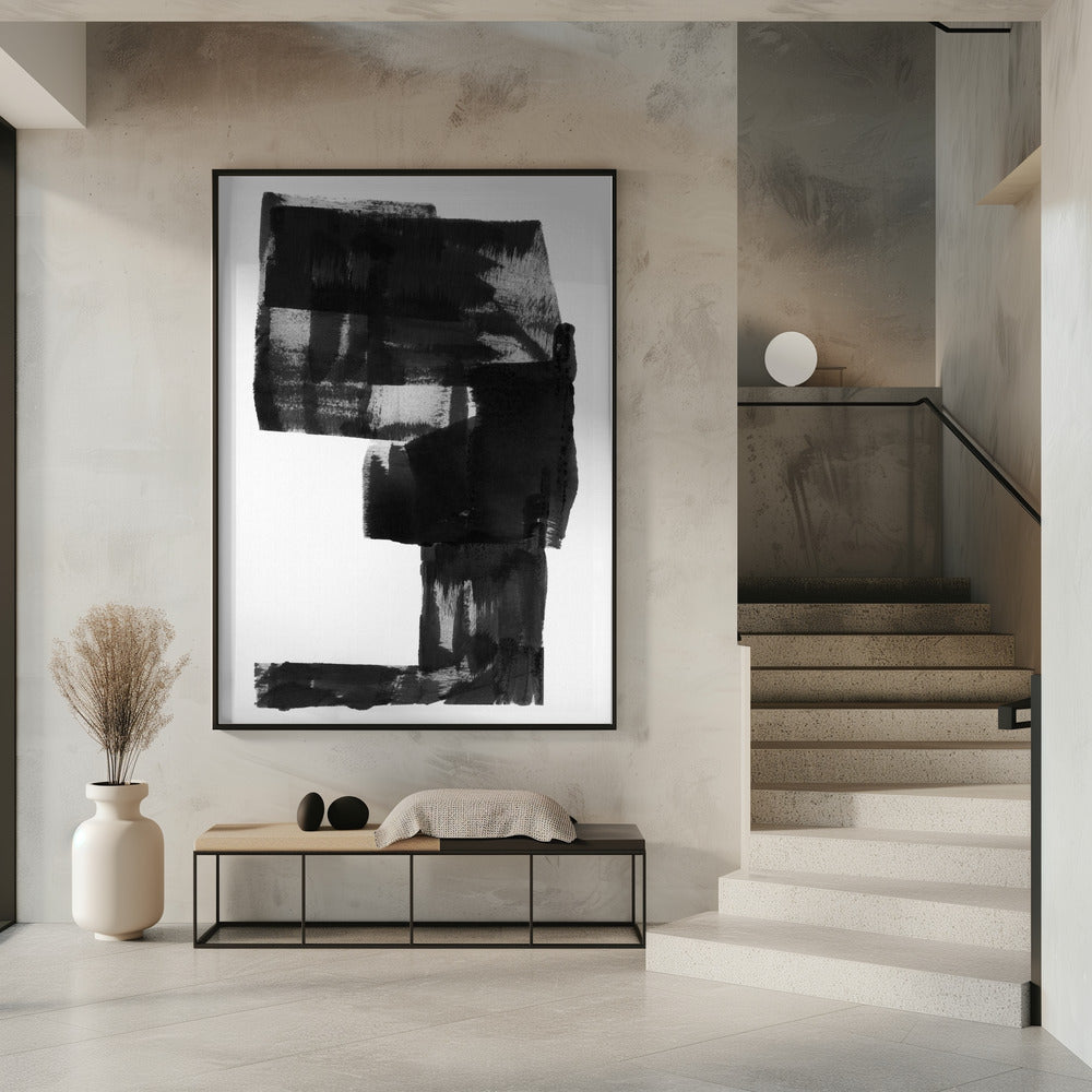Abstrakte Komposition in Schwarzweiß Nr. 2 | Poster