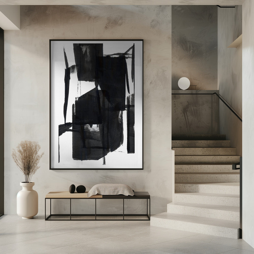 Abstrakte Komposition in Schwarzweiß Nr. 7 | Poster
