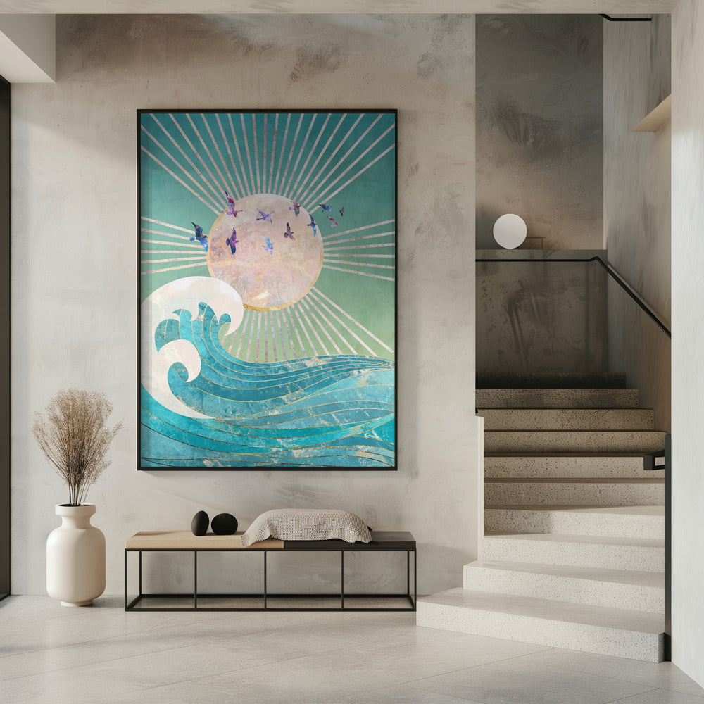 Sonnenuntergang Golden Ocean Türkis | Poster