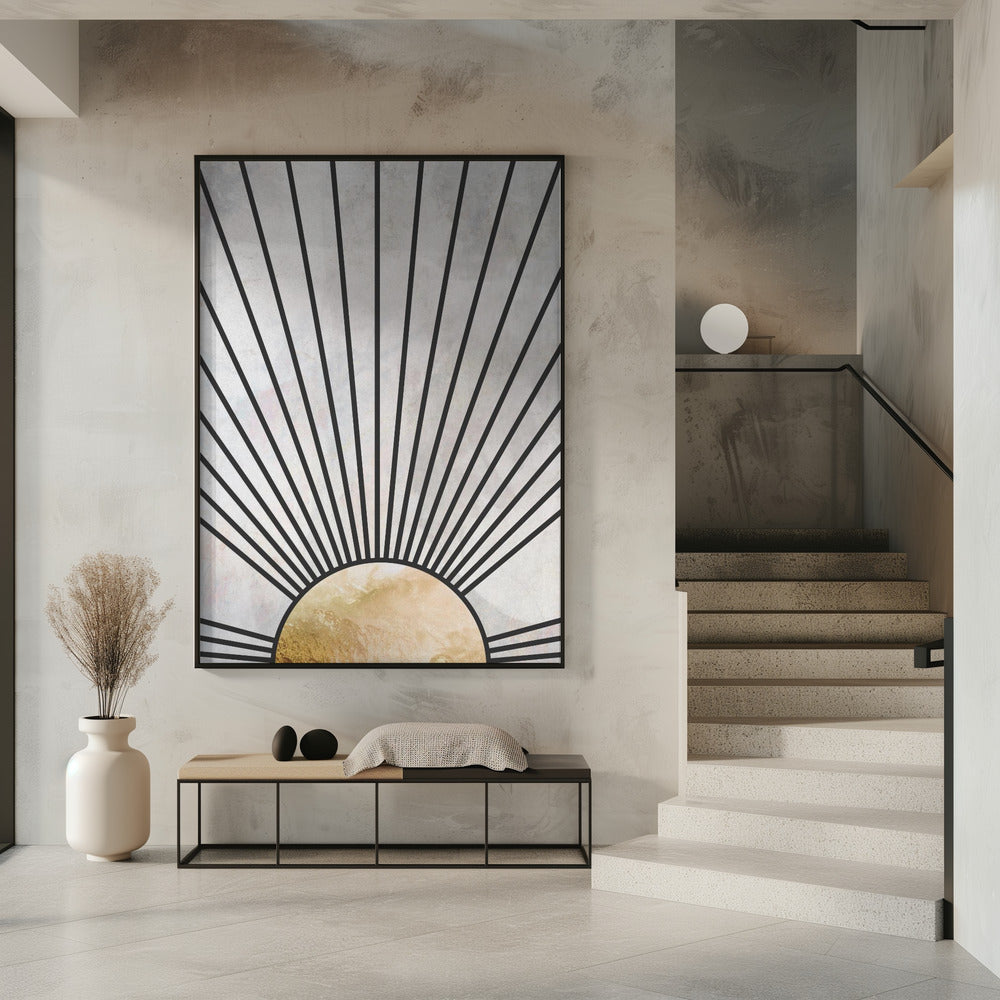 Schwarzgoldene aufgehende Sonne | Poster