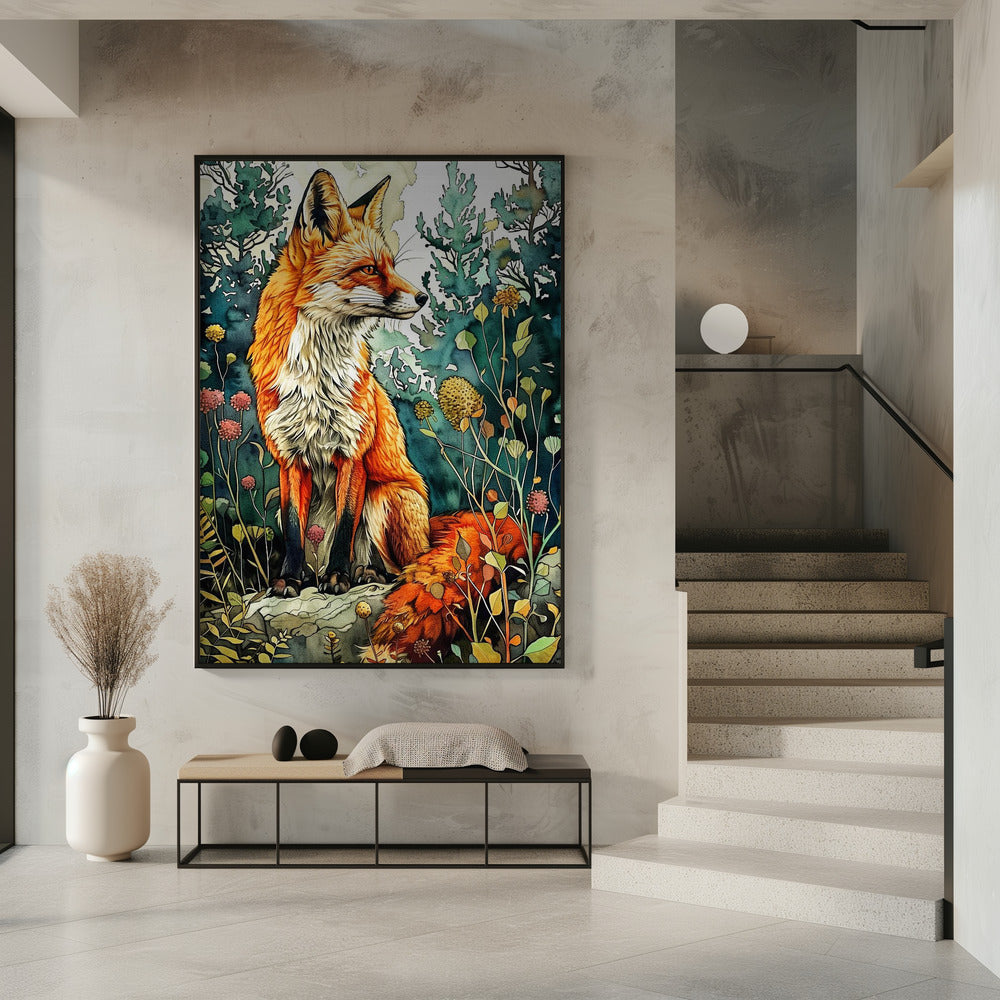 Tier Aquarell Kunst Fuchs 13 | Poster