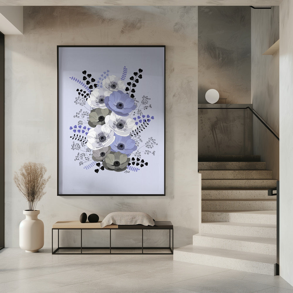 Anemonen Blumenstrauß Blau | Poster