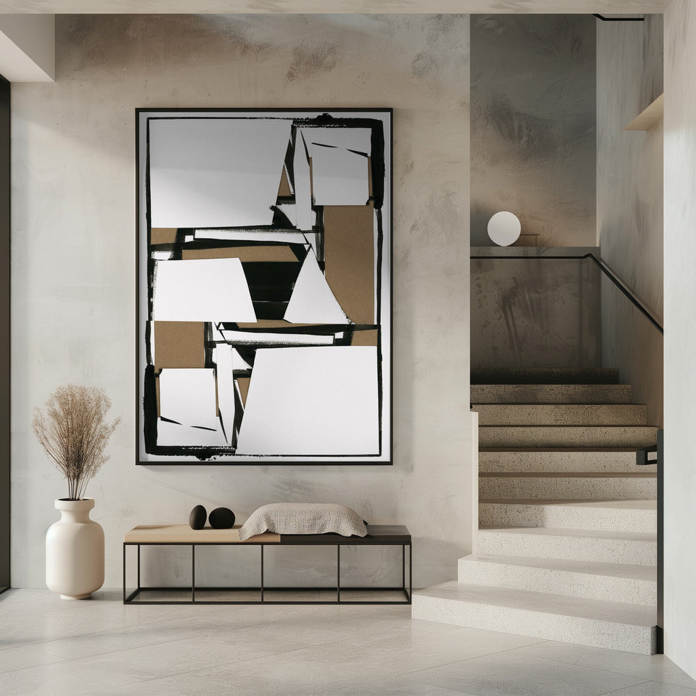 Abstrakter Kunstdruck in Schwarz und Hellbraun | Poster