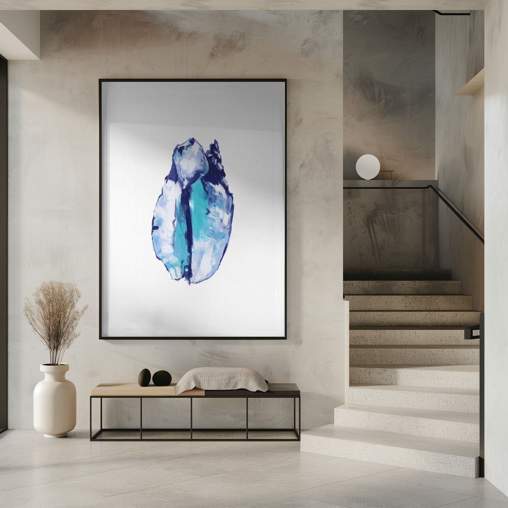 Blaue Muschel auf weißem Hintergrund Nr. 5 | Poster
