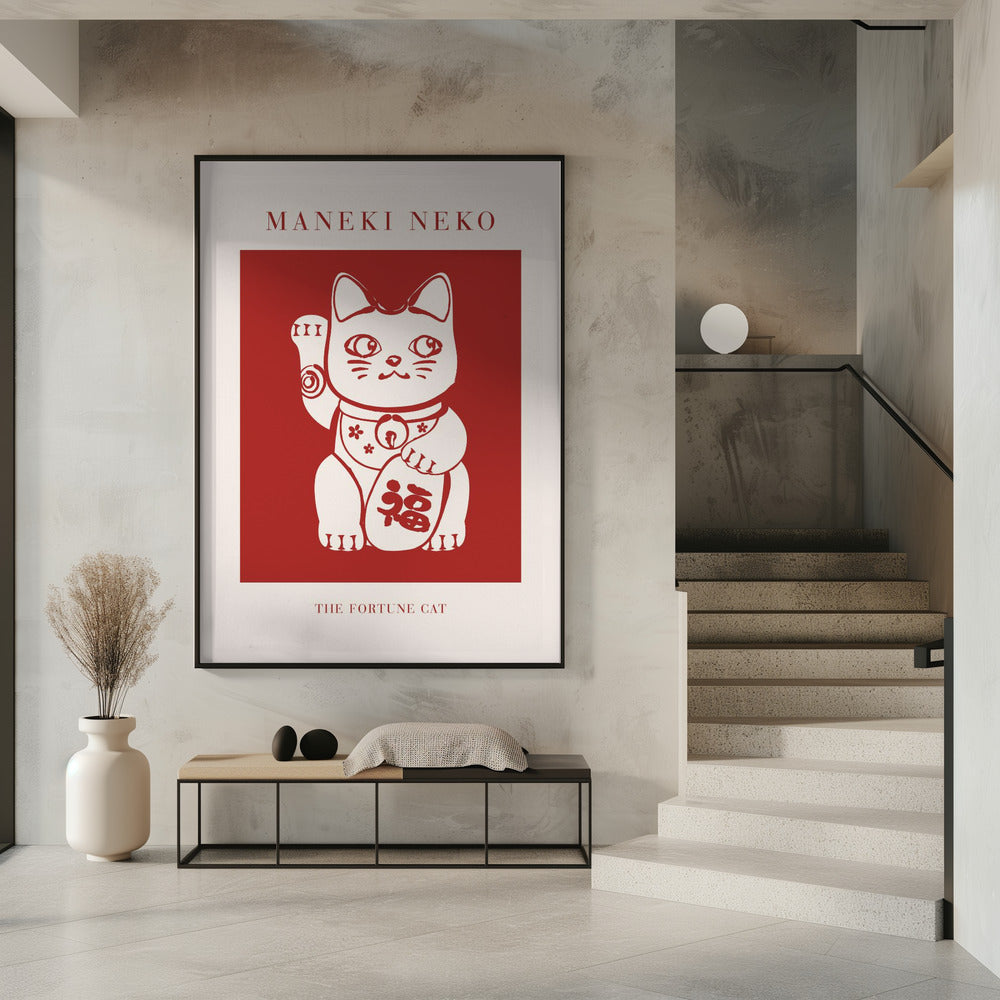 Maneki-Neko Katze Rot | Poster