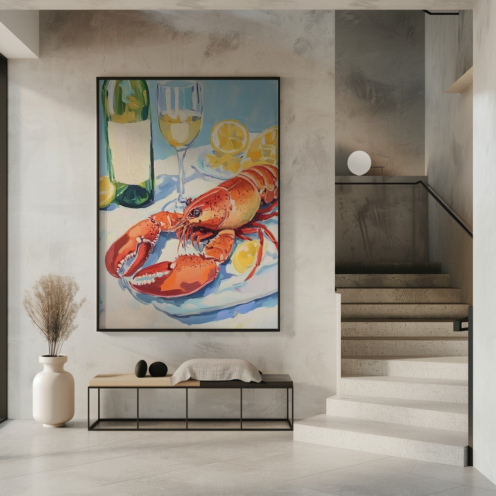 Stillleben mit Hummer und Wein | Poster
