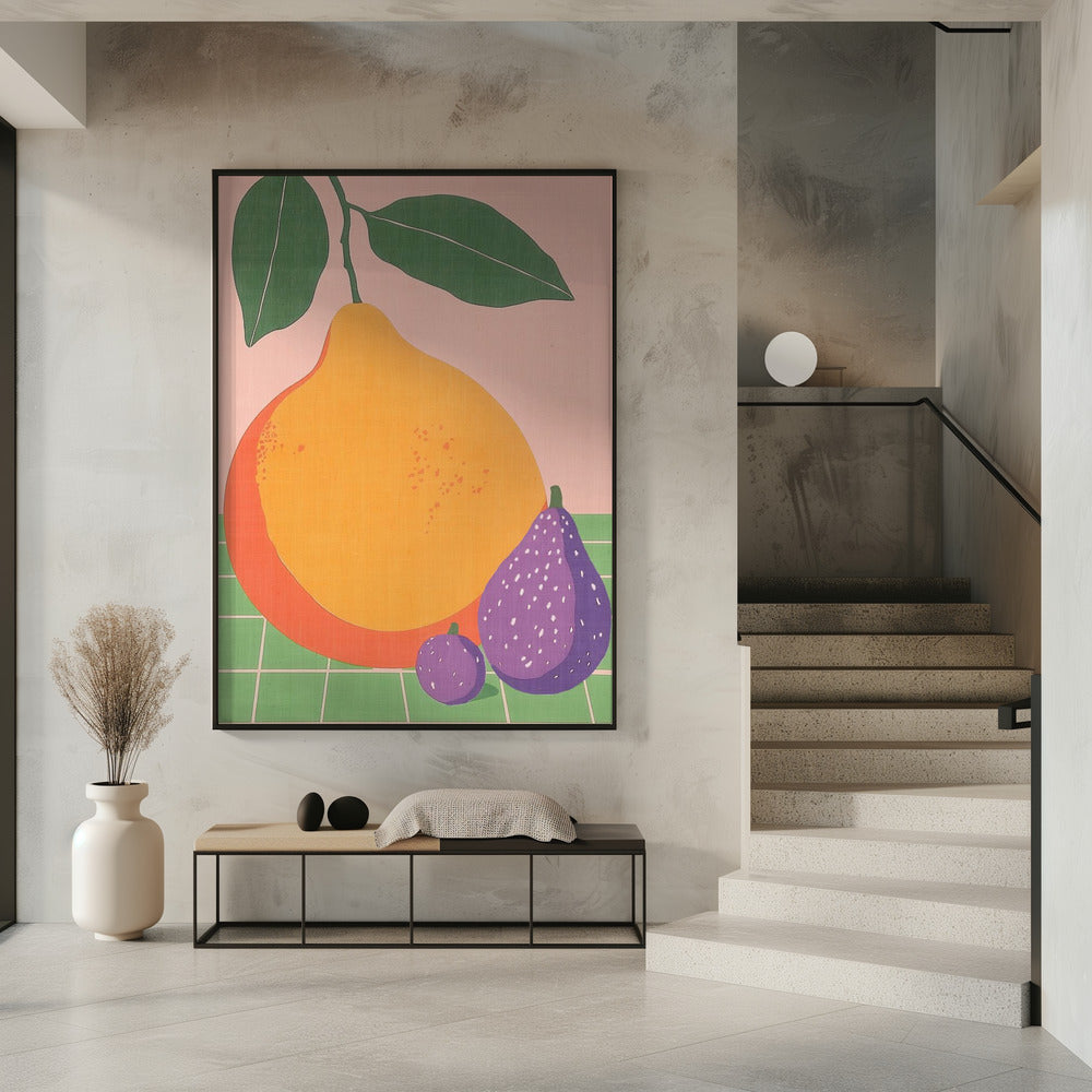 Obstillustration Birne und Feigen | Poster