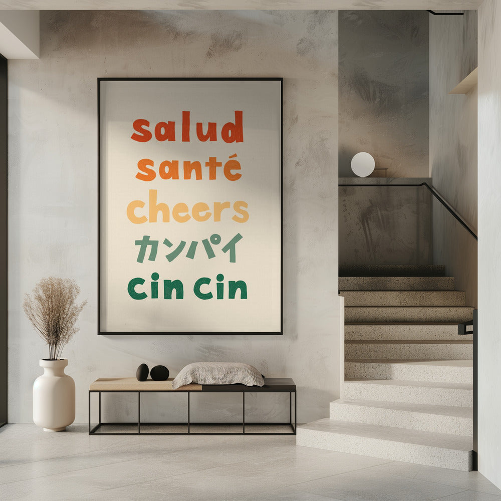 Prost Typografie - Salud Santé Prost Kanpai Cin cin | Poster