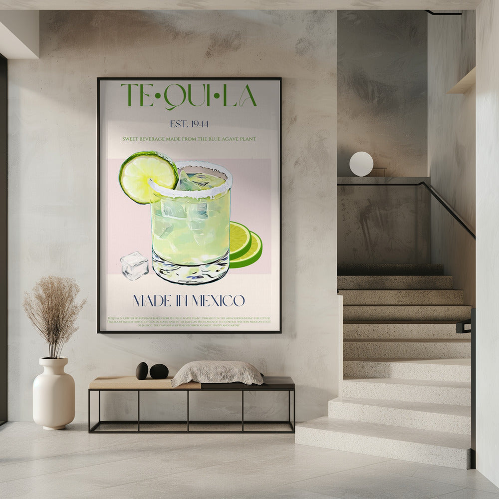 Tequila-Getränk mit Limette und Eis | Poster