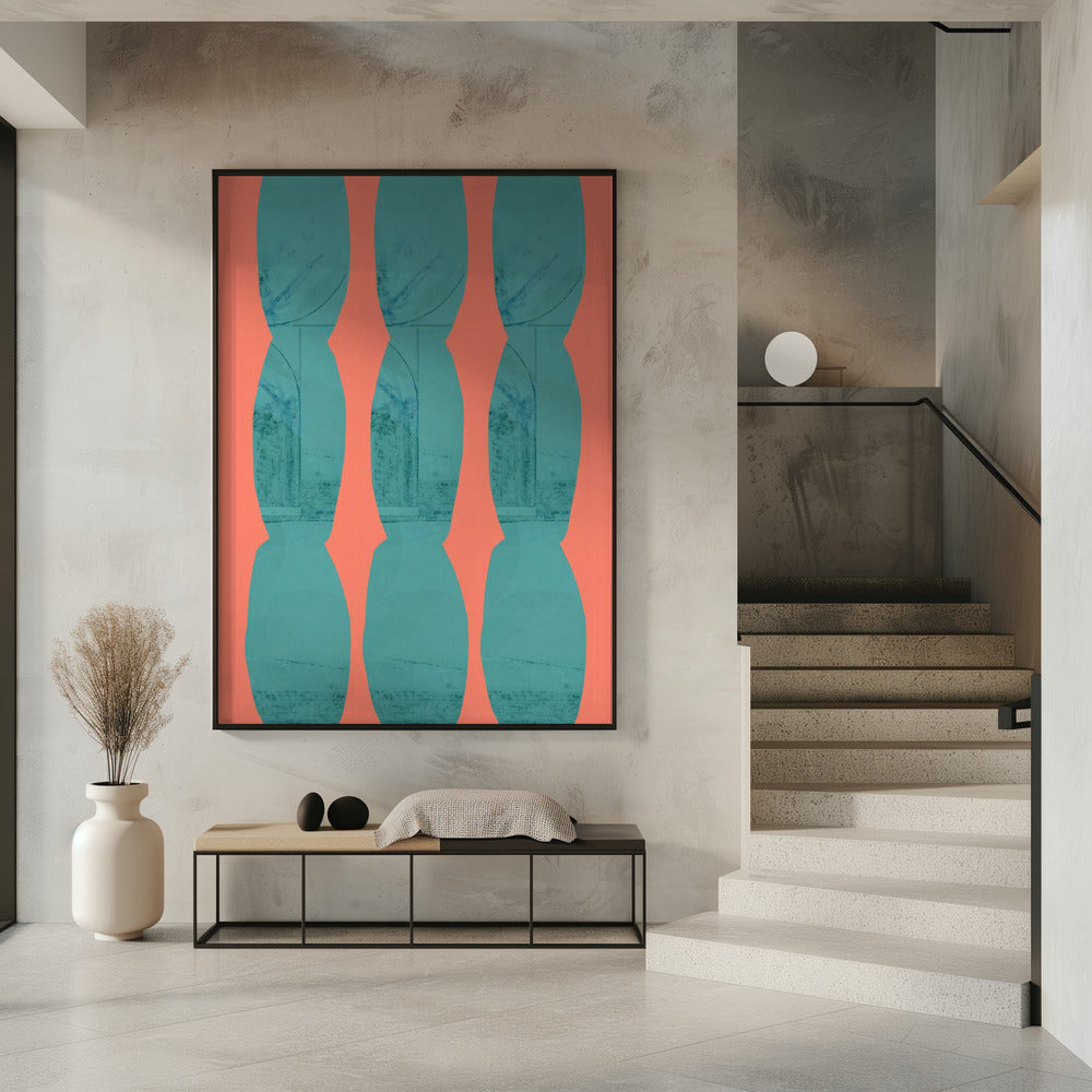 Turquoise &amp; Coral Abstraction 7 | Poster