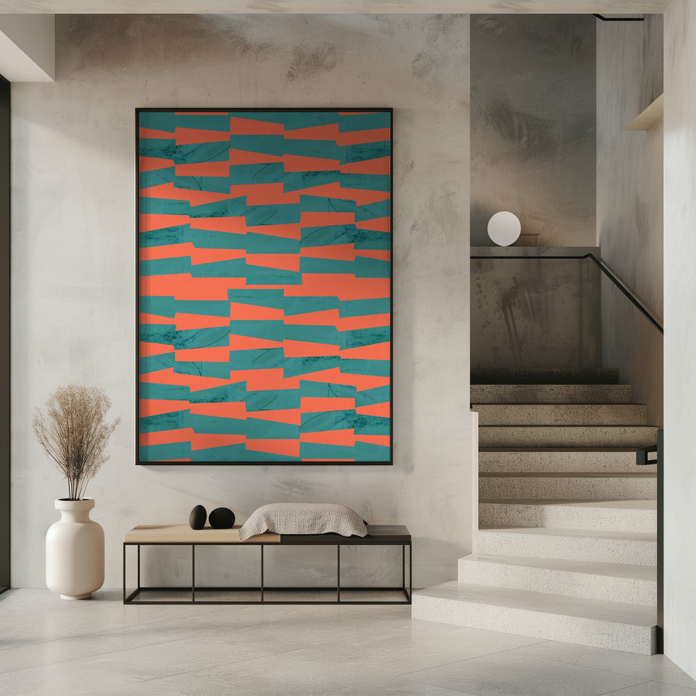 Turquoise &amp; Coral Abstraction 9 | Poster