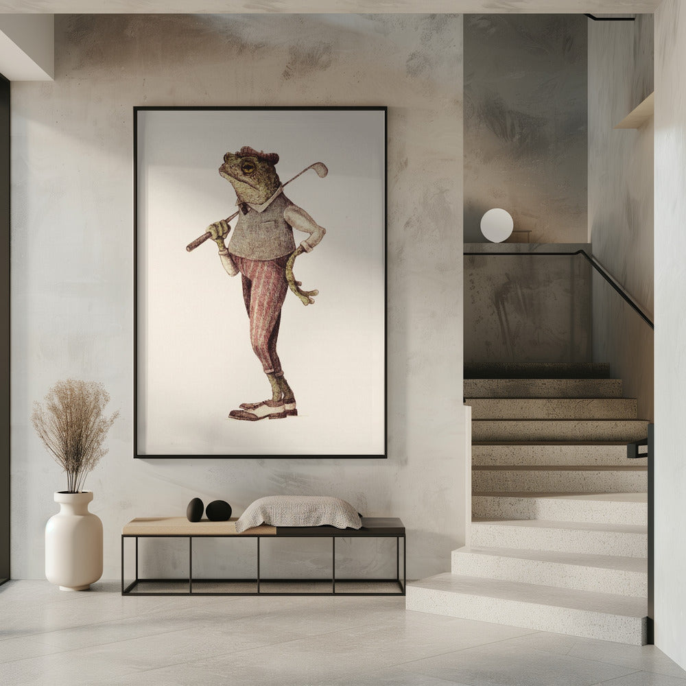Frog In Vintage Golf Attire | Poster