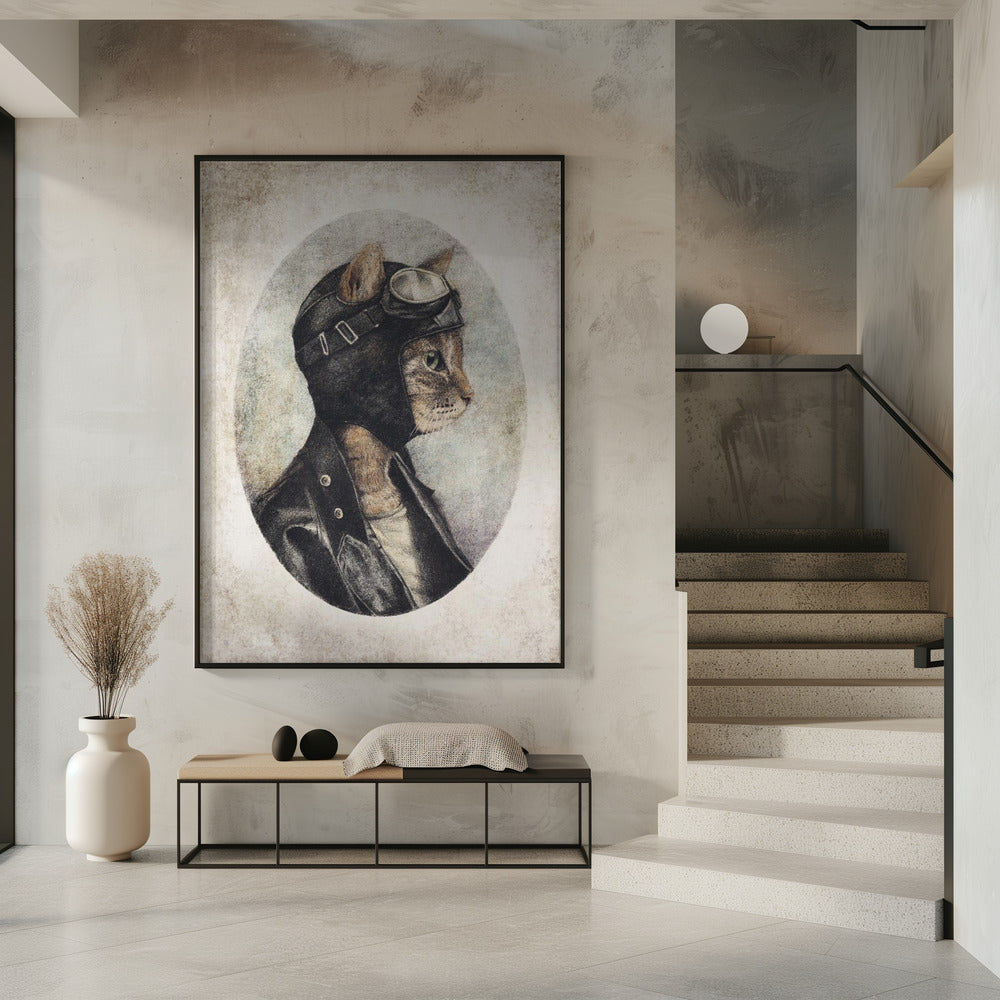 Stilvolle Katze in Lederjacke | Poster