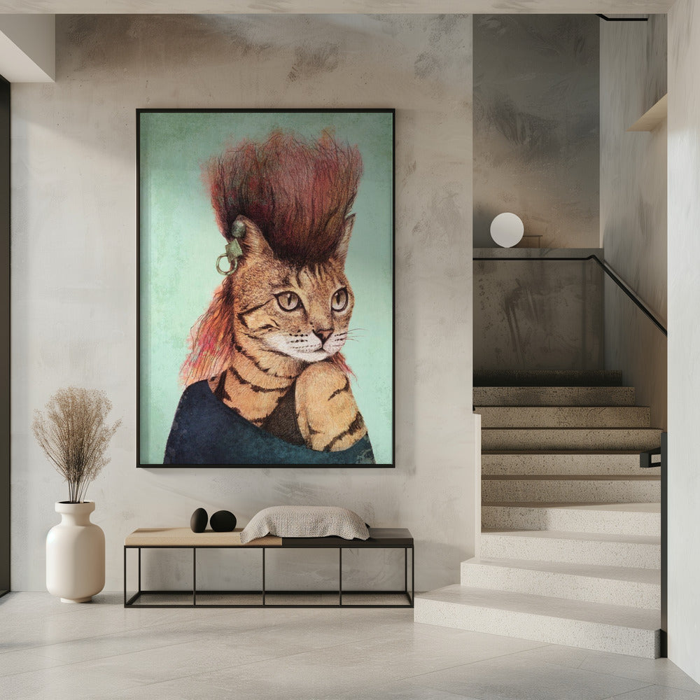 Stilvolle getigerte Katze | Poster