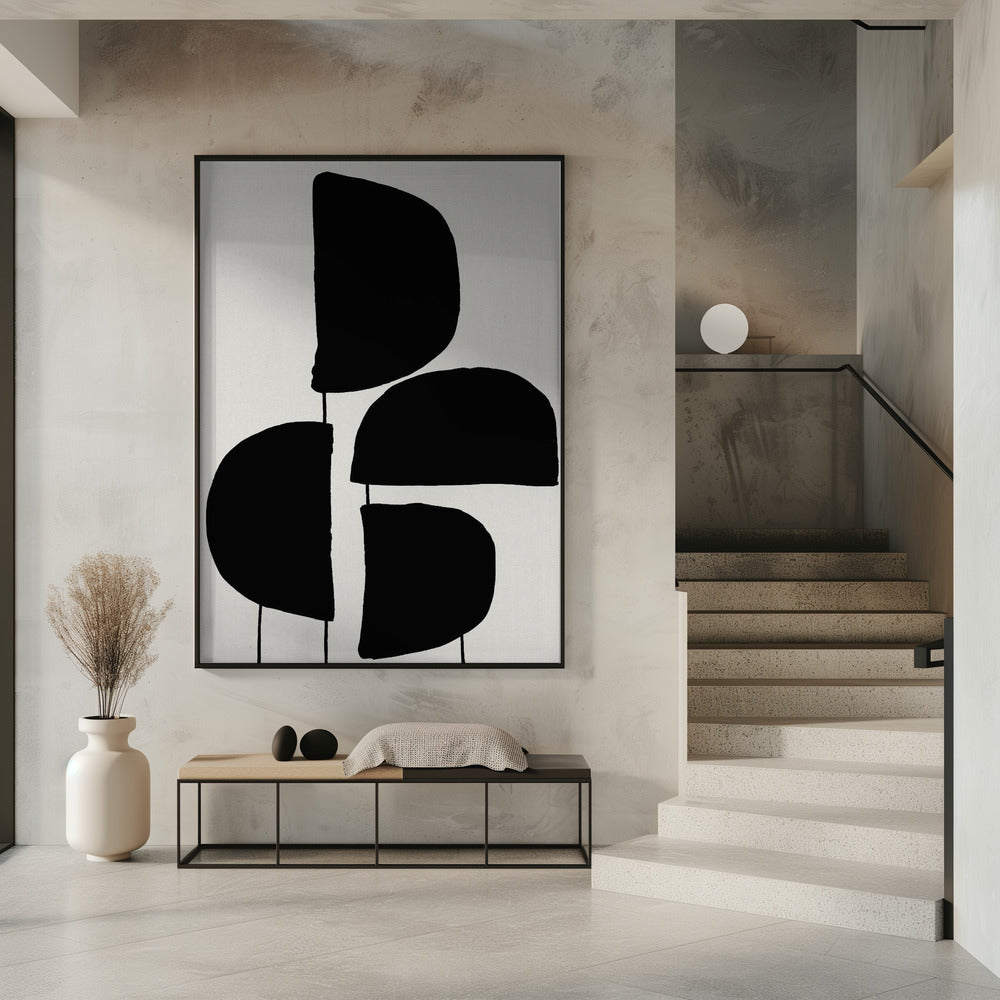 Minimalistische schwarze abstrakte Formen | Poster