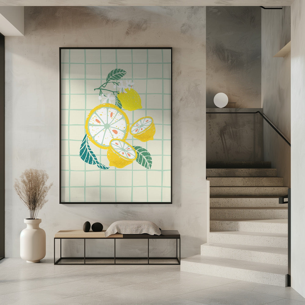 Lemon slice with leaves | Poster
