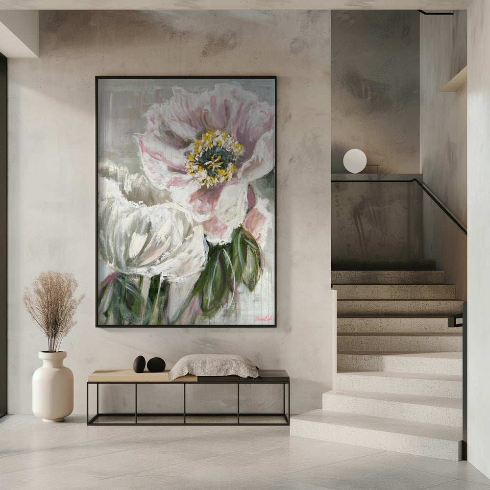 Zarte weiße und rosa Blumen | Poster