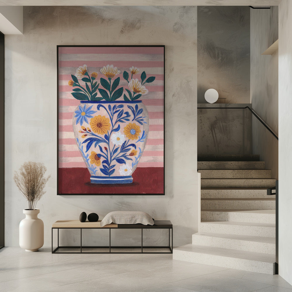 Potted Florals Pastels &amp; Stripes | Poster