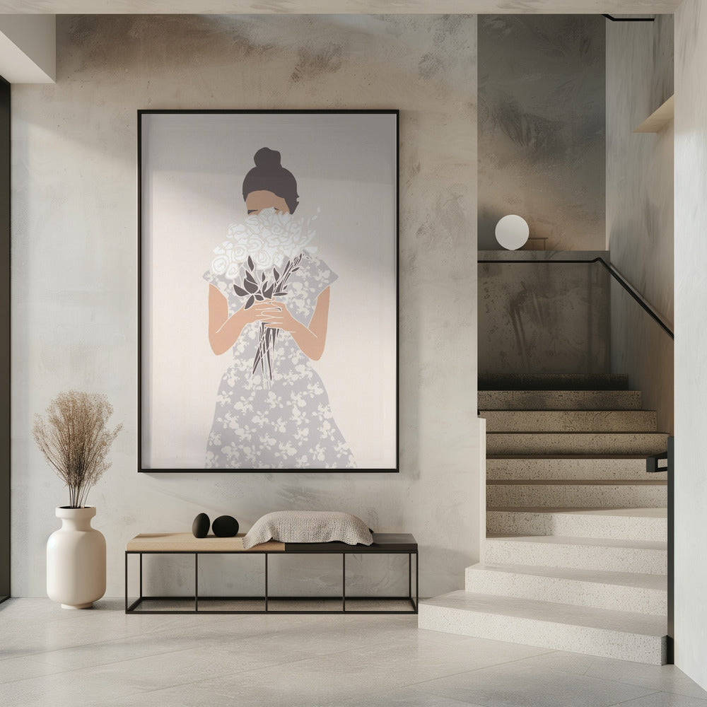 Mädchen mit Blumenstrauß | Poster