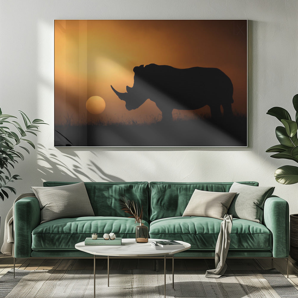 Nashorn Sonnenaufgang | Leinwand