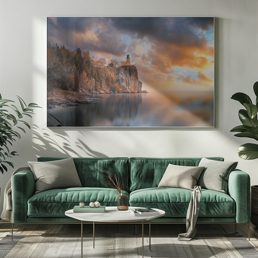 Ein bewölkter Tag am Leuchtturm von Split Rock | Leinwand