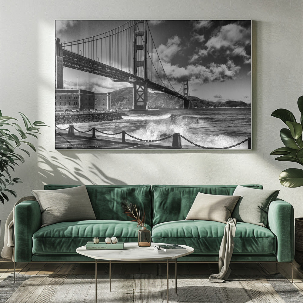 Surfen unter der Golden Gate Bridge | Leinwand