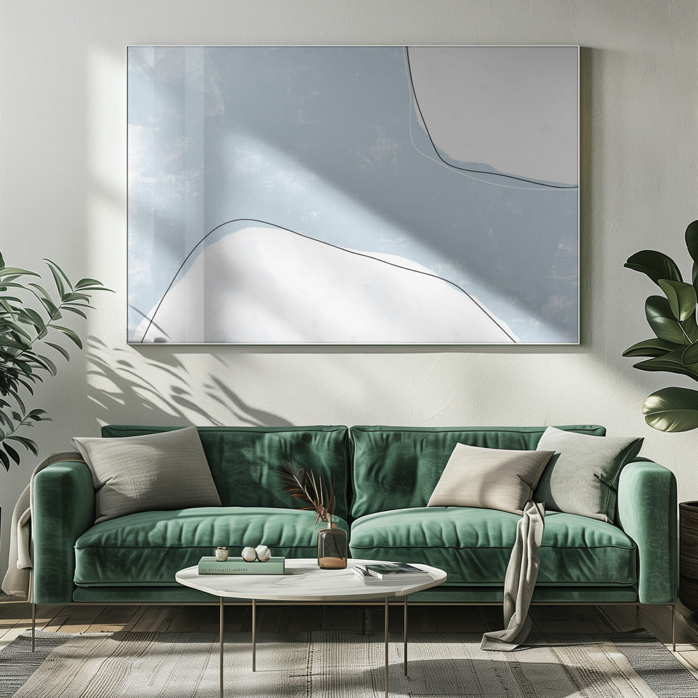 Blue And White Tones With Fluid Lines | Canvas