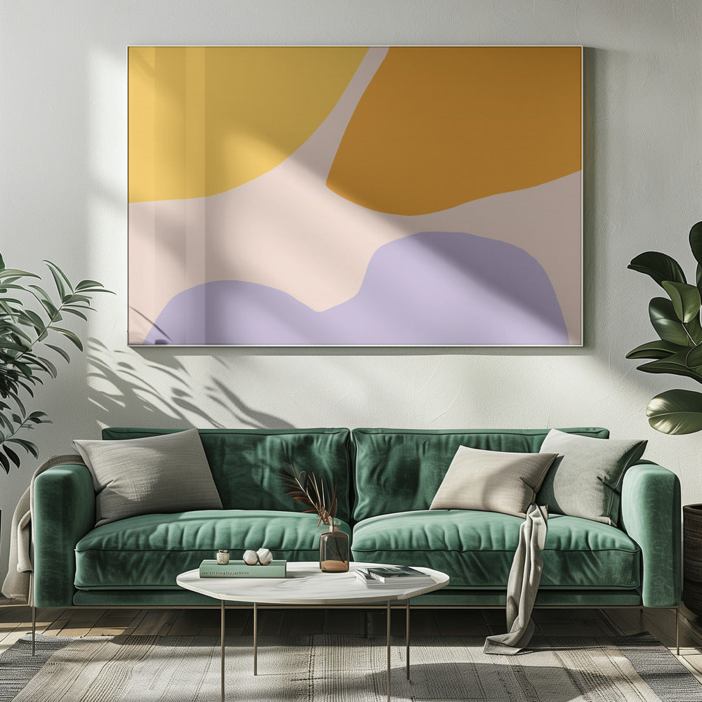 Weiche Pastellformen in Gelb, Orange und Lila | Leinwand