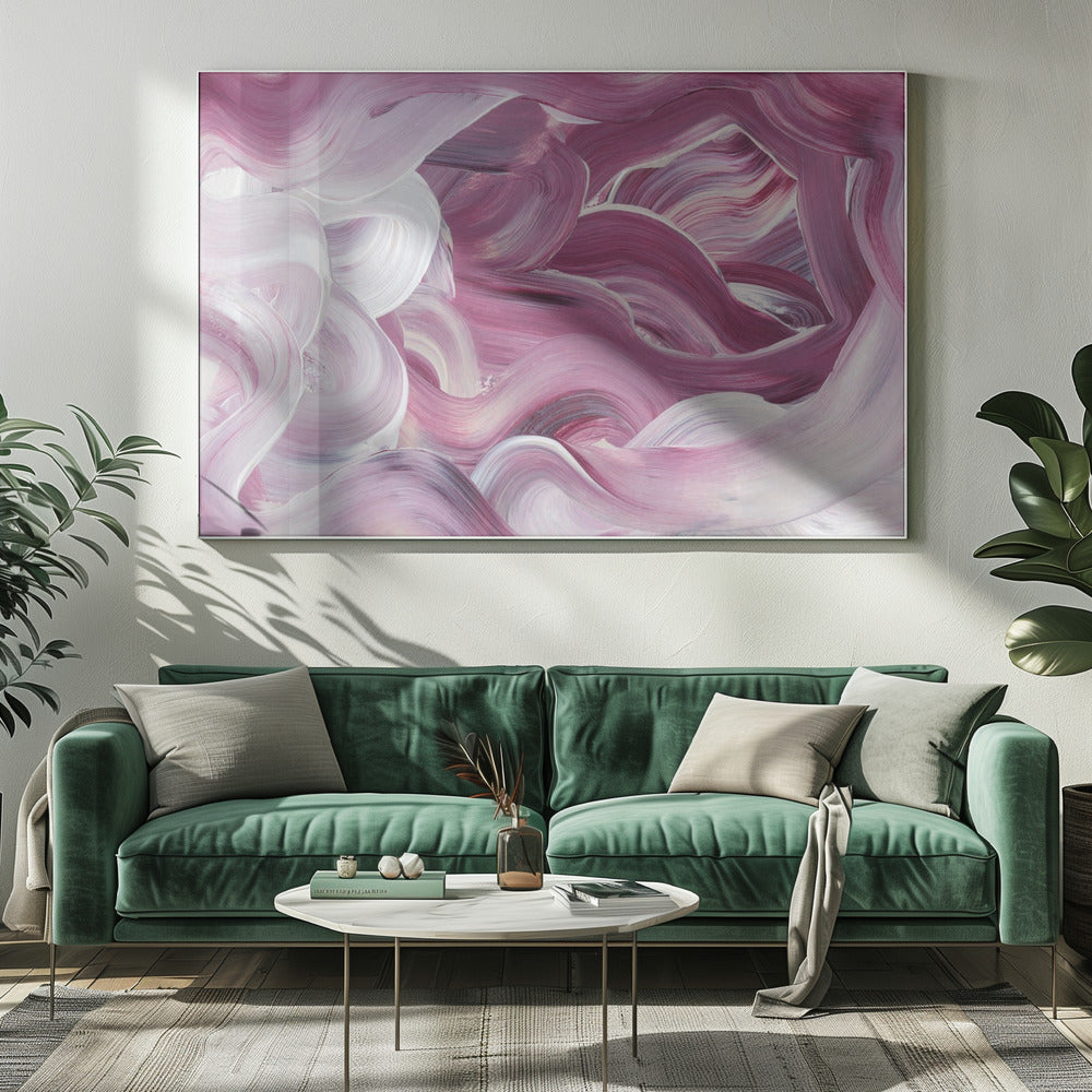 Ausdrucksstarke rosa und weiße Pinselstriche | Leinwand