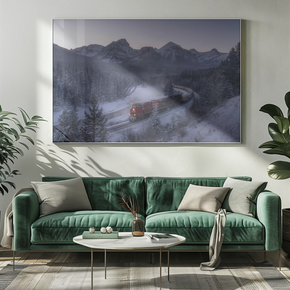 Der Zug im Schnee. | Leinwand