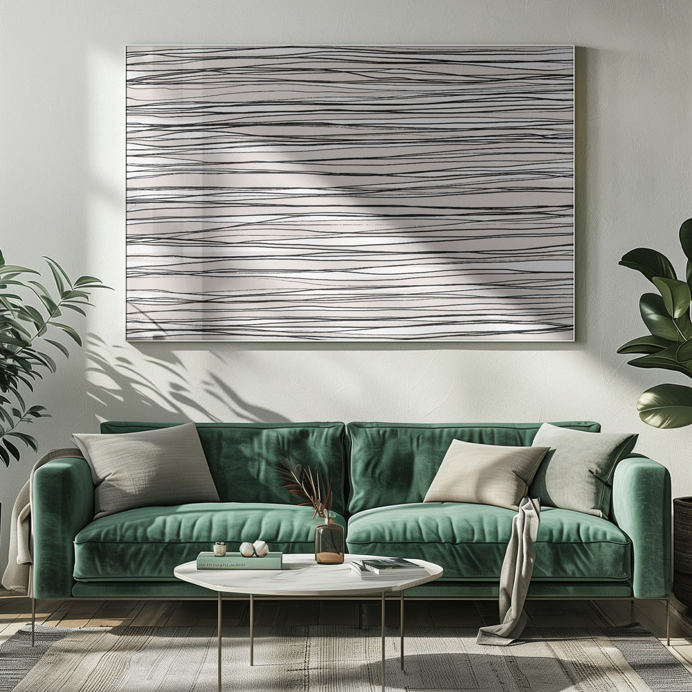 Schwarz auf beigen Linien | Leinwand