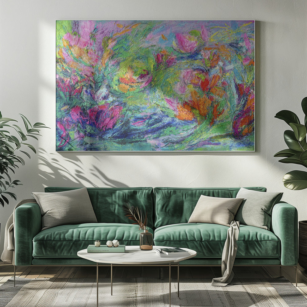 Lebendige Blumenlandschaft | Leinwand