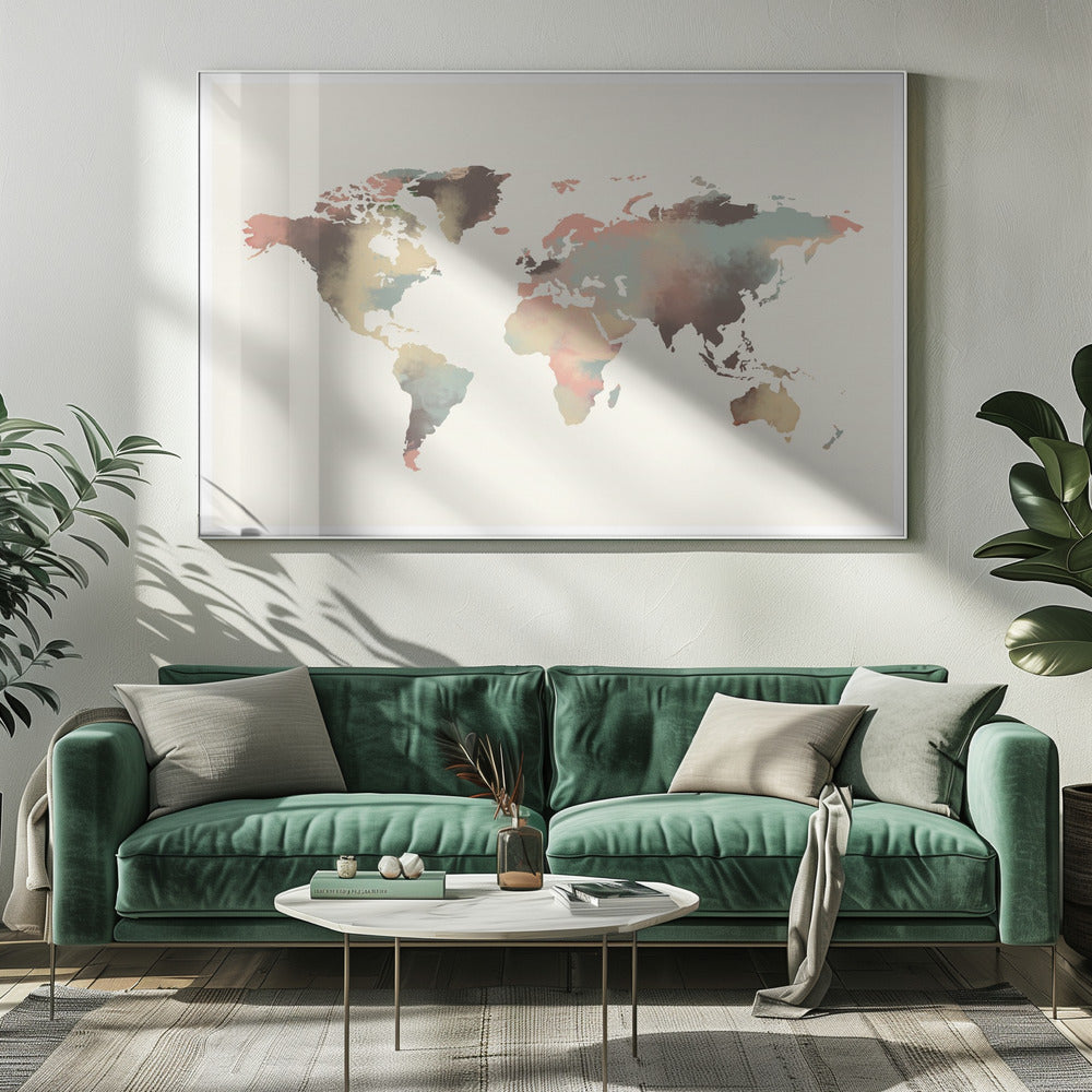 Aquarell Weltkarte | Leinwand