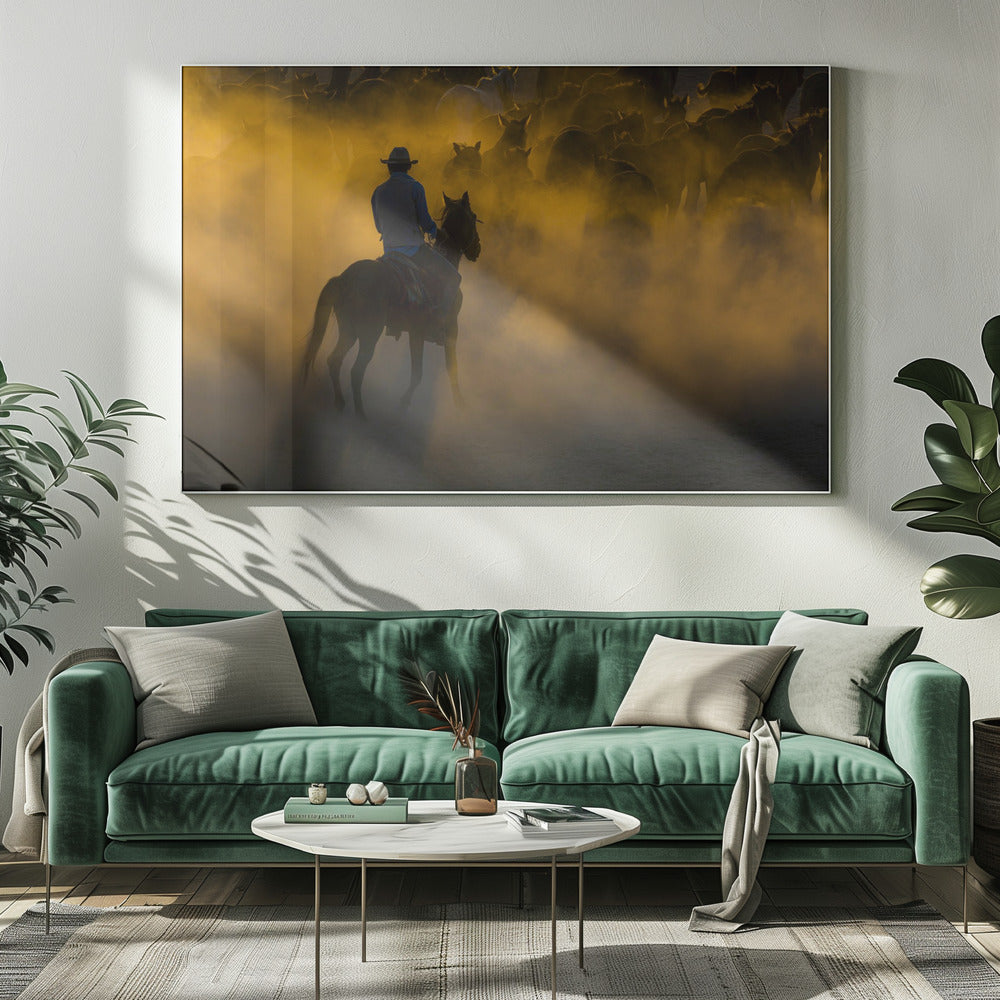 Cowboy und Pferde | Leinwand