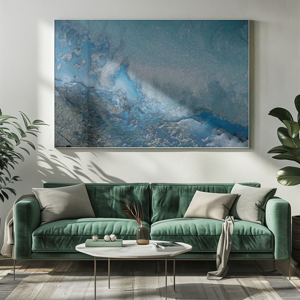 Sanftes Blau - Cyanfarbenes Wasser | Leinwand
