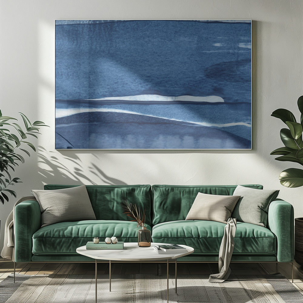 Blaue Aquarellwellen | Leinwand