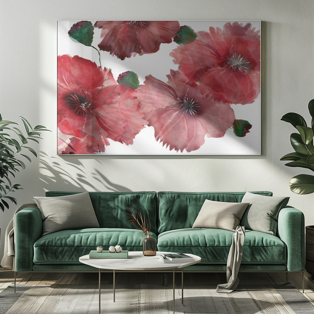 Große rote Blumen 1 | Leinwand