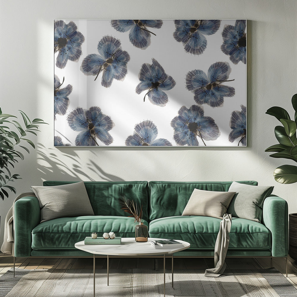 Marineblauer Blumenmix | Leinwand