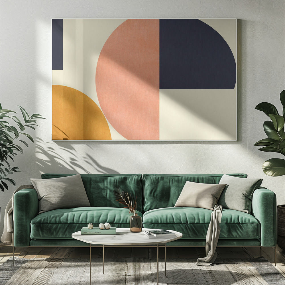 Regenbogen Plus Formen Blau Senf2 | Leinwand