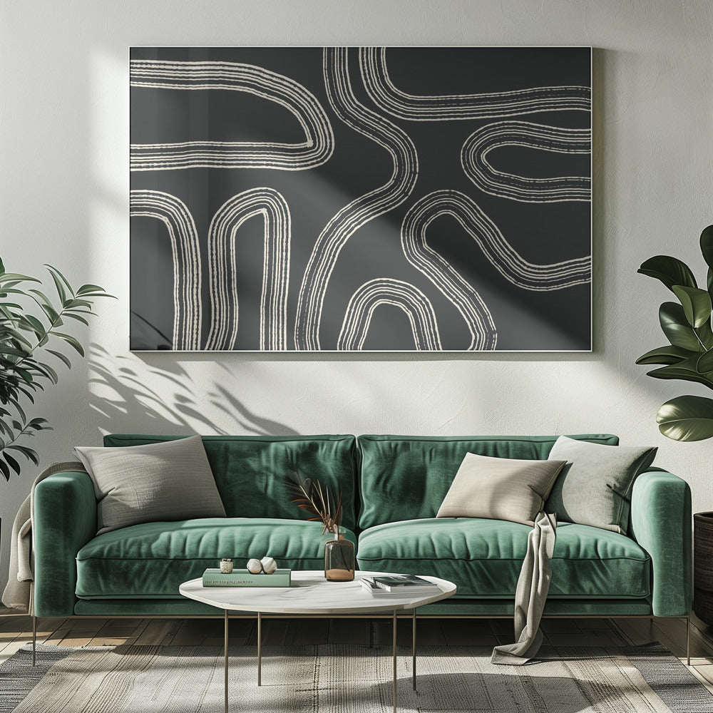 Schwarz-weiße Linienmuster | Leinwand