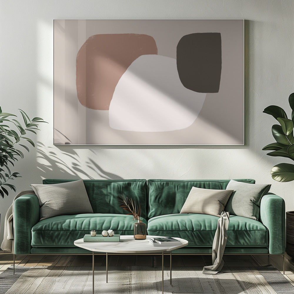 Geometrische Formen in Braun, Weiß und Schwarz | Leinwand