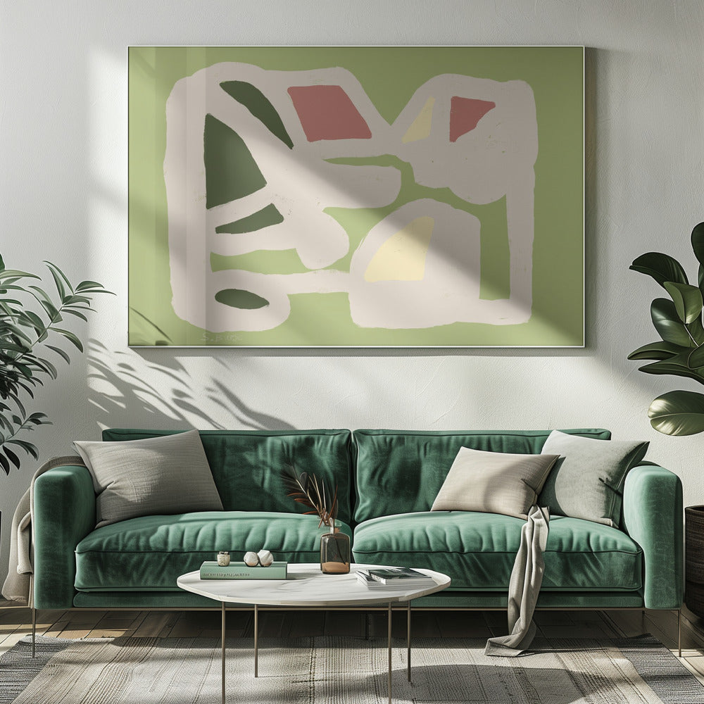 Grün und rosa ABSTRAKT | Leinwand