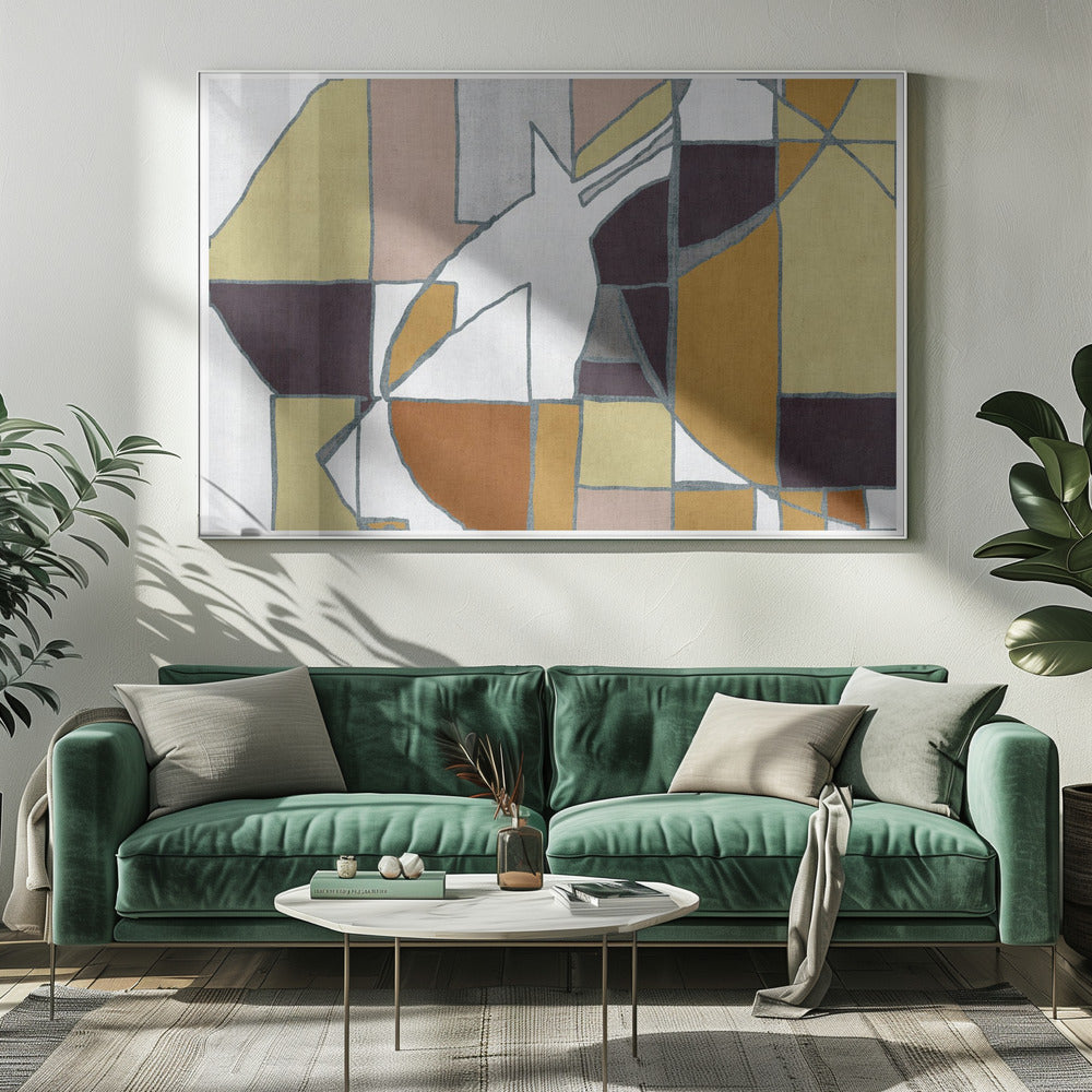 Abstrakte geometrische Formen in warmen Tönen | Leinwand