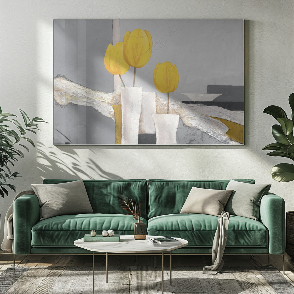 Goldenes Tulpentrio | Leinwand