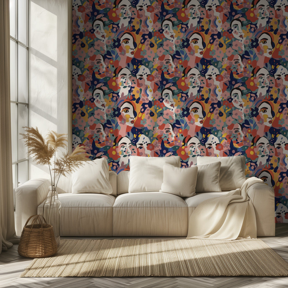 Florale Gesichter Harmonie | Tapete