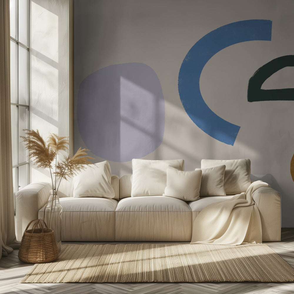 Minimalistische Formen in gedeckten Farben | Tapete