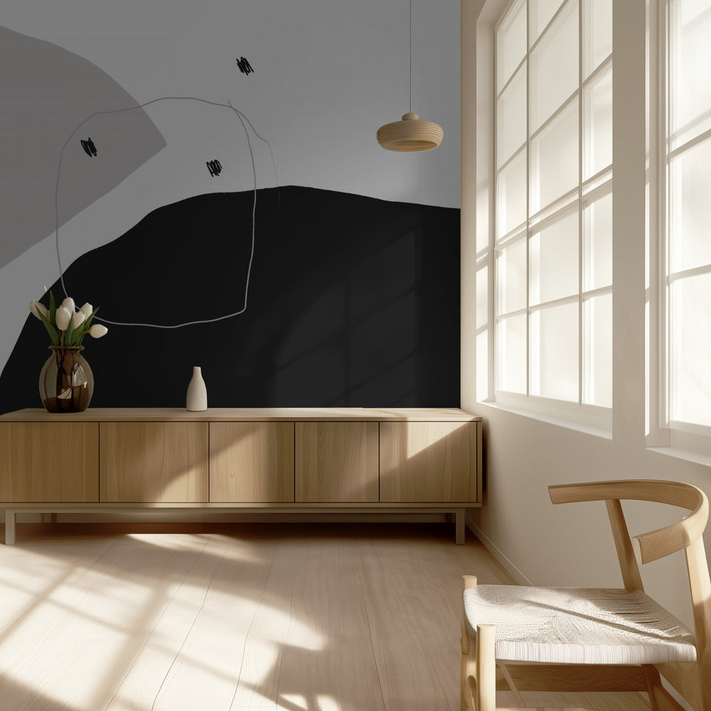 Monochrome schwarze und graue Formen | Tapete