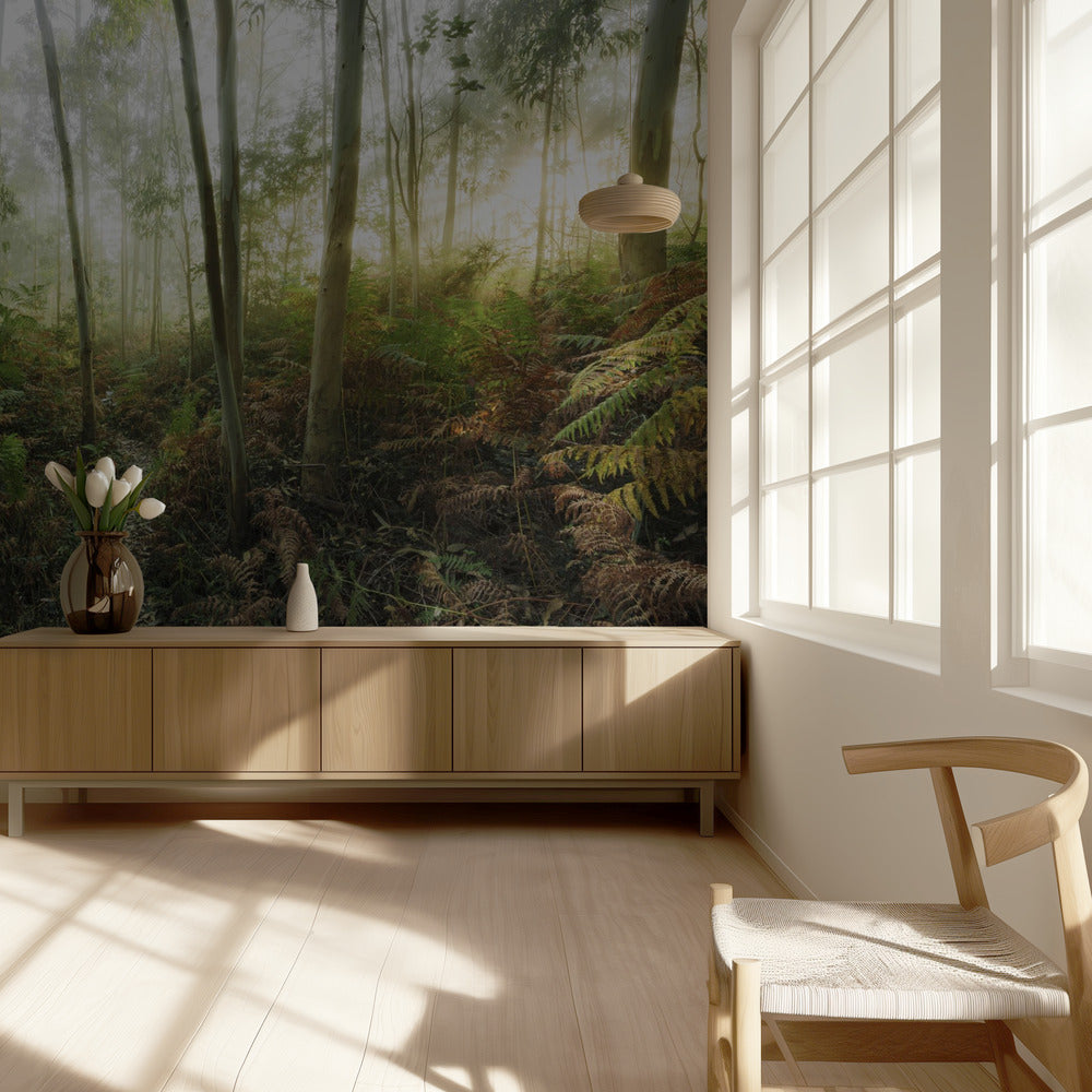 Nebliger Wald II | Tapete